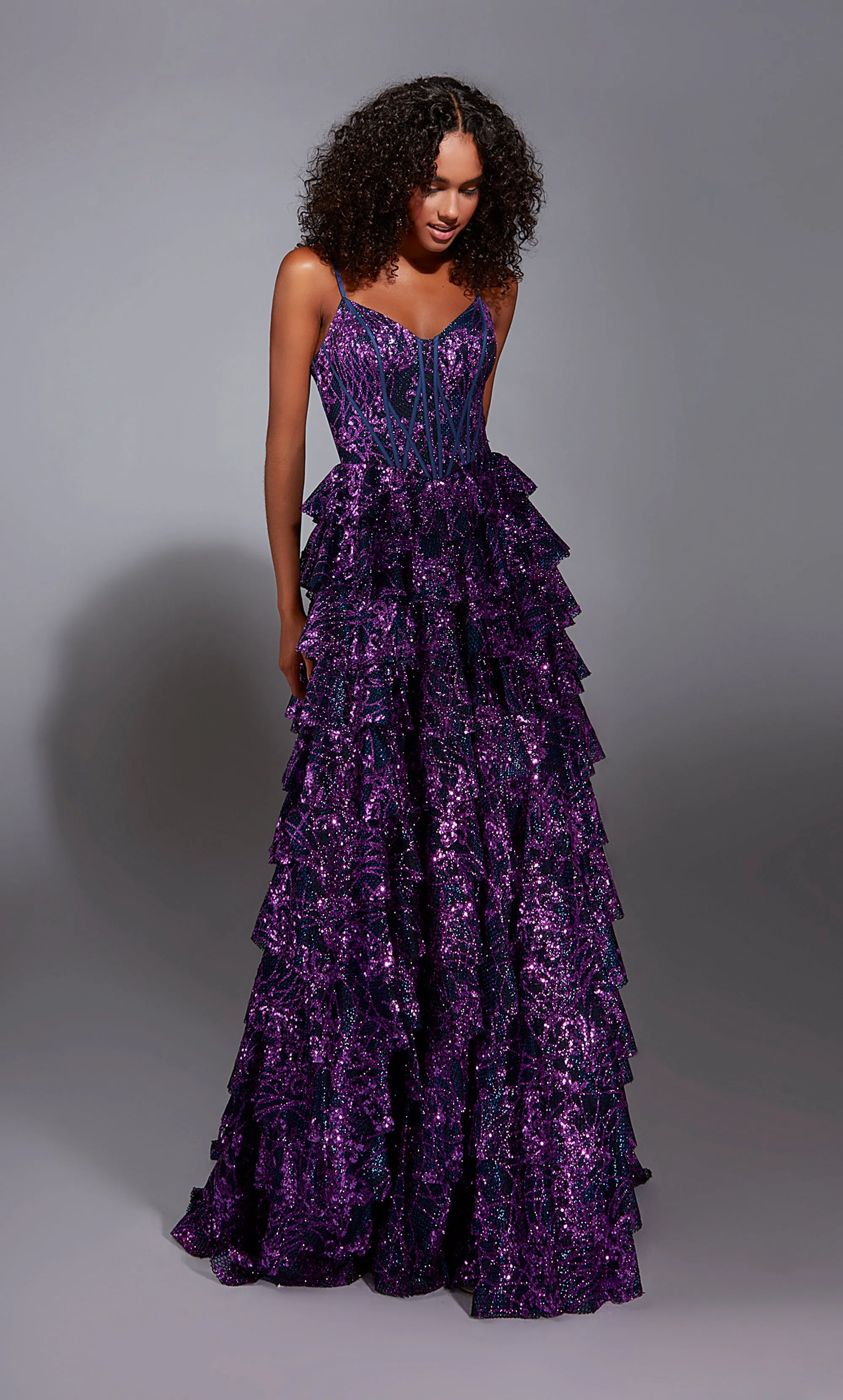 ALYCE Paris 61886 Alyce Long V-neck Ruffles A Line Dress sold by Alyce Paris