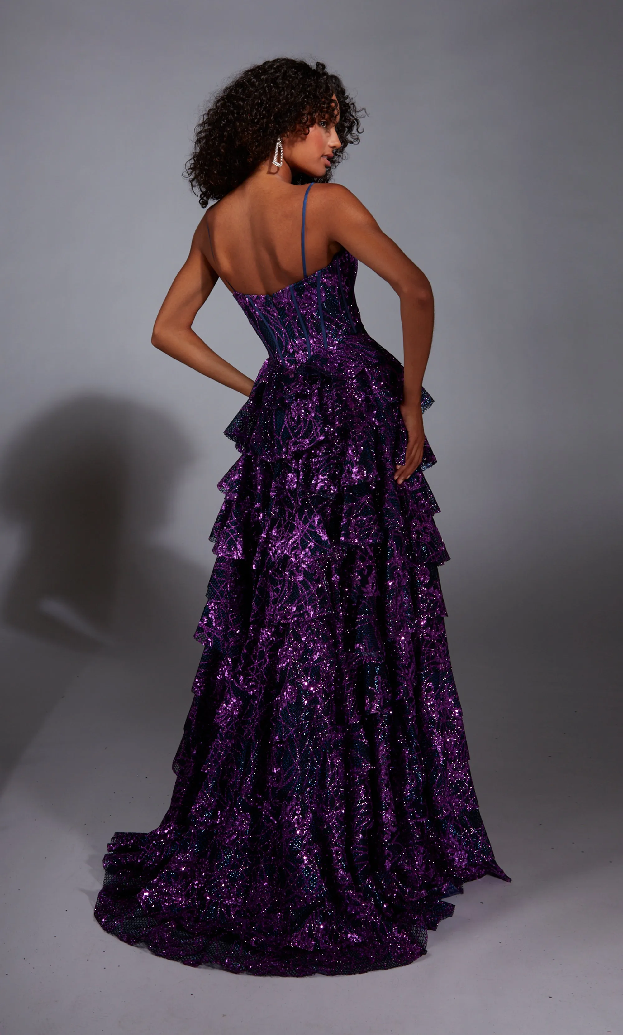 ALYCE Paris 61886 Alyce Long V-neck Ruffles A Line Dress sold by Alyce Paris product image thumbnail 2
