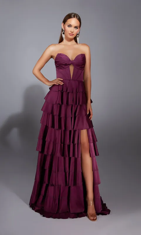 ALYCE Paris 61889 Alyce Long Plunging Neckline Ruffles A Line Dress sold by Alyce Paris