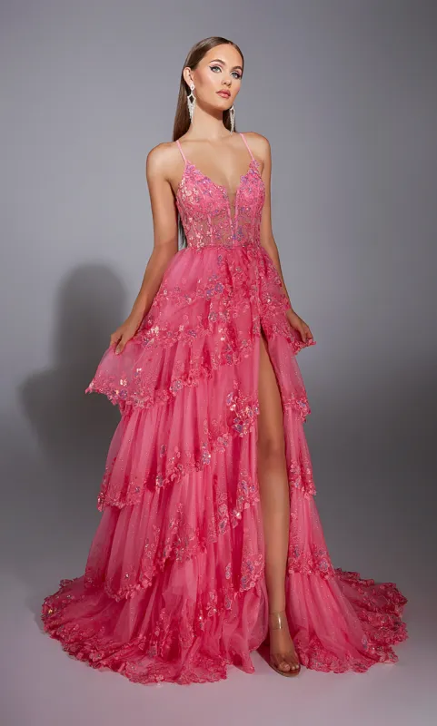 ALYCE Paris 61927 Alyce Long Plunging Illusion Medium Fullness Dress sold by Alyce Paris