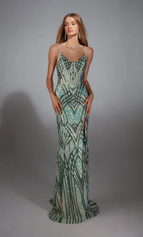 ALYCE Paris 61920 Alyce Long V-neck Corset Straight Dress sold by Alyce Paris