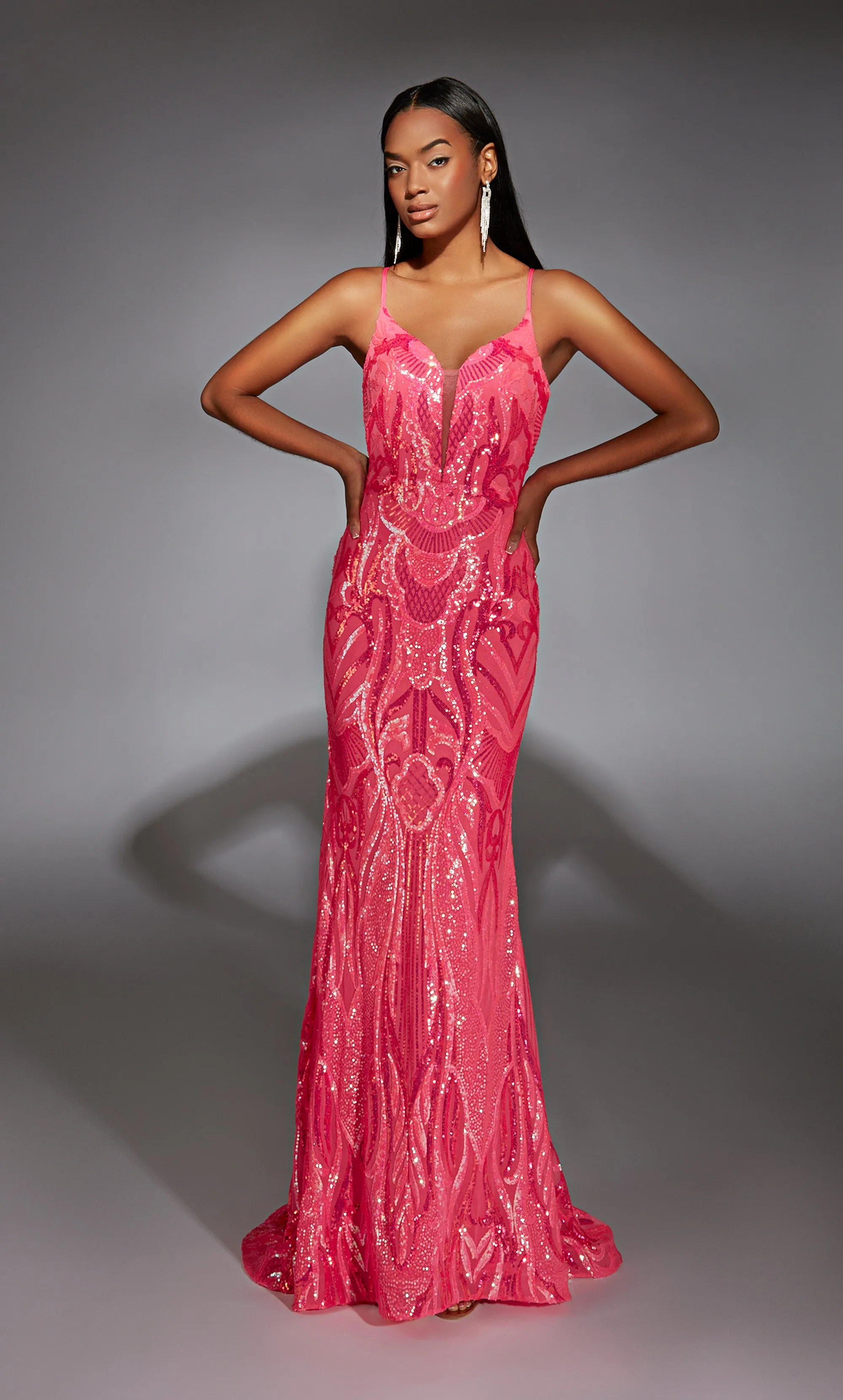 ALYCE Paris 61930 Alyce Long Plunging Embellished Fit N Flare Dress sold by Alyce Paris product image thumbnail 3