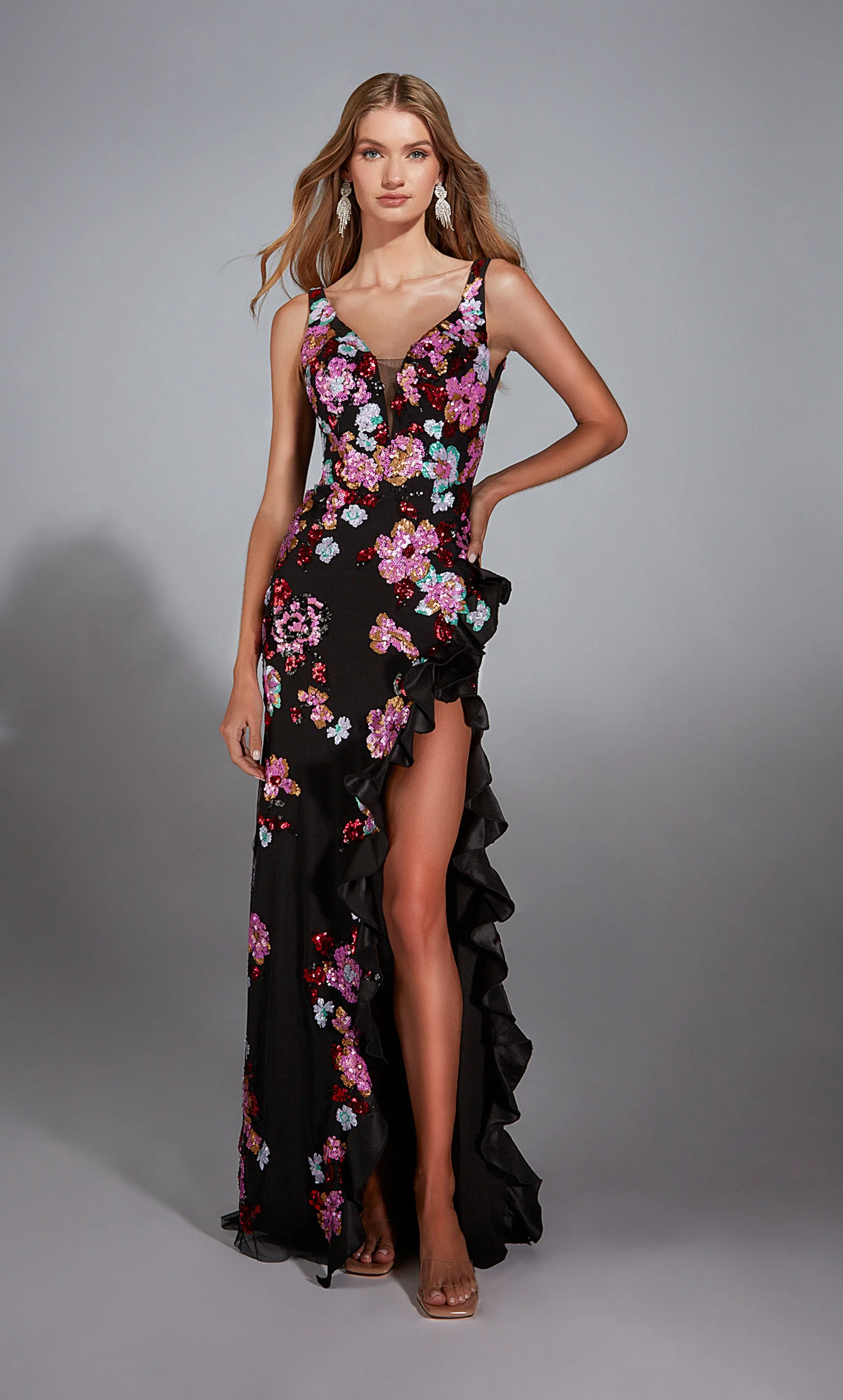 ALYCE Paris 61938 Alyce Long Plunging Slit Straight Dress sold by Alyce Paris