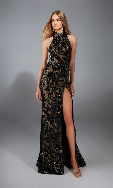 ALYCE Paris 61973 Alyce Long V-neck Shimmery/sparkly A Line Dress sold by Alyce Paris