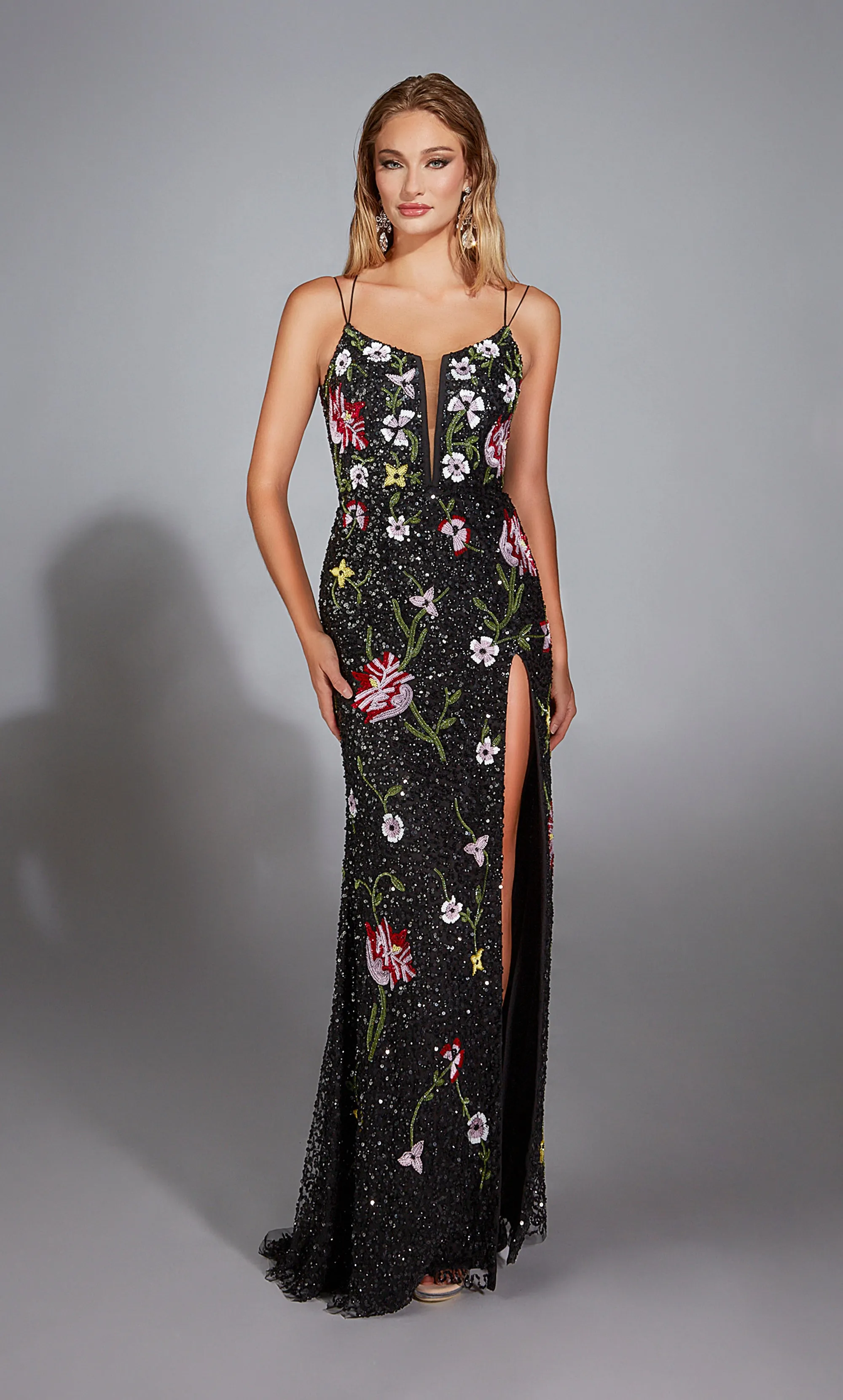 ALYCE Paris 61945 Alyce Long Plunging Embellished Fit N Flare Dress sold by Alyce Paris