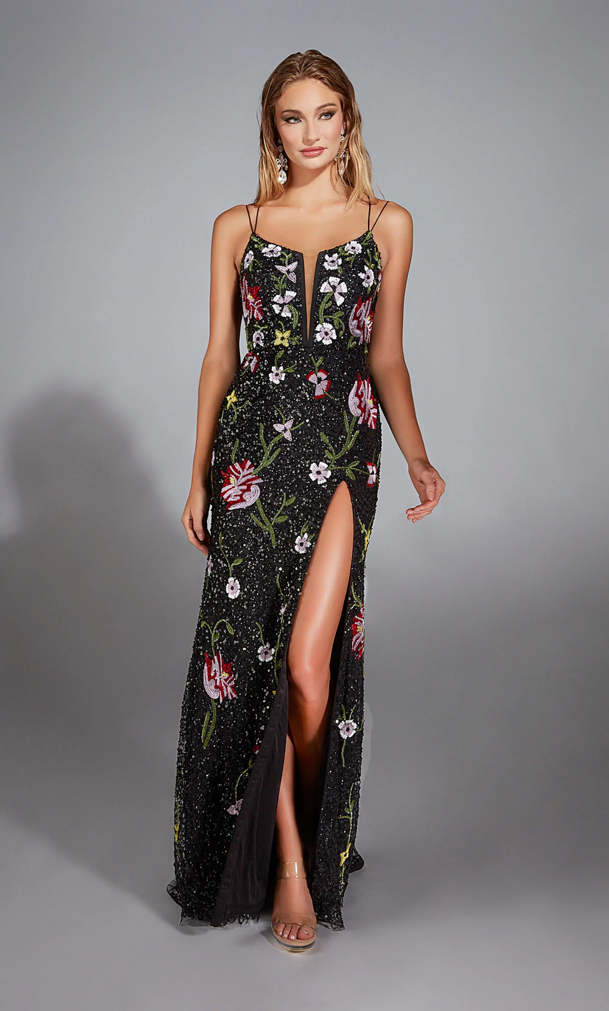 ALYCE Paris 61945 Alyce Long Plunging Embellished Fit N Flare Dress sold by Alyce Paris product image thumbnail 3