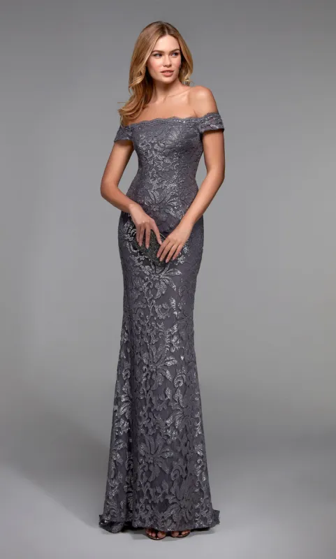 ALYCE Paris 27485 Special Occasion Off The Shoulder Neckline Embellished Straight Dress sold by Alyce Paris