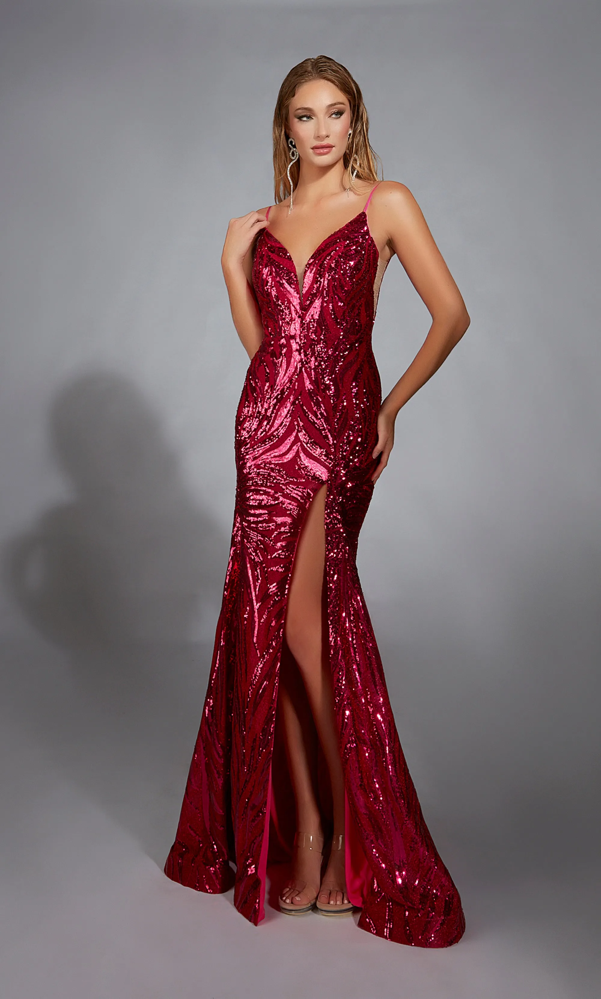 ALYCE Paris 1840 The Secret Dress - Long Plunging Embellished Fit N Flare Dress sold by Alyce Paris