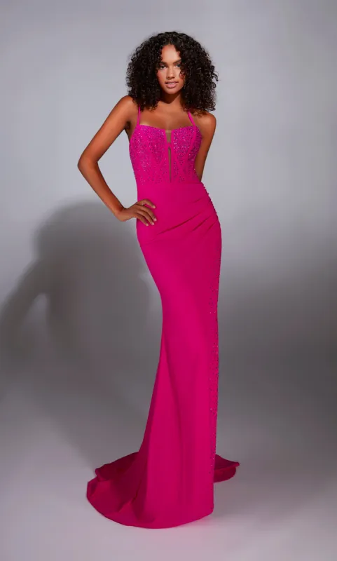 ALYCE Paris 1844 The Secret Dress - Long Plunging Corset Straight Dress sold by Alyce Paris