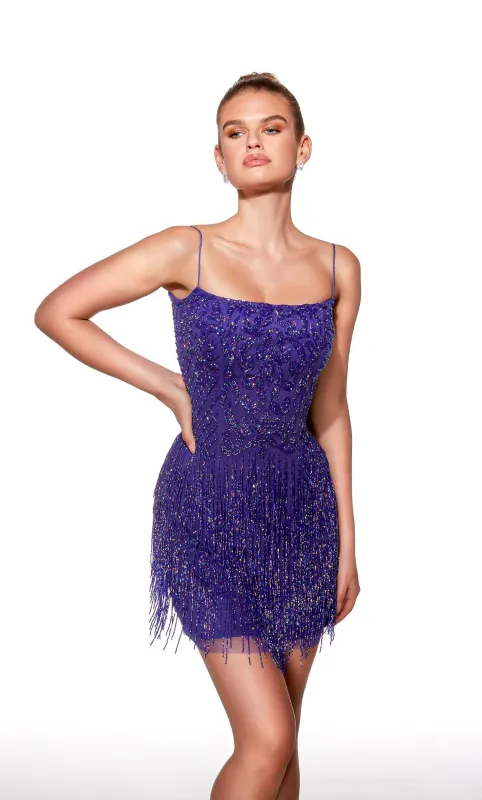 ALYCE Paris 40102 Homecoming Short Scoop Neckline Fringe Straight Dress sold by Alyce Paris