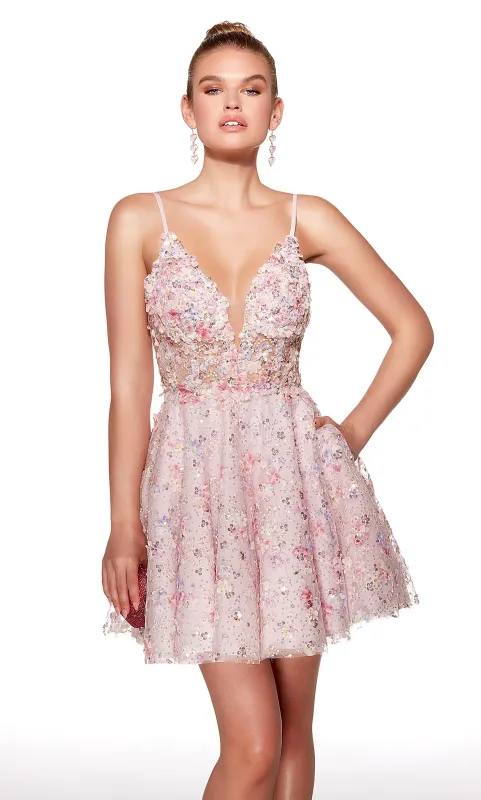 ALYCE Paris 30017 Homecoming Short Plunging Neckline Embellished A Line Dress sold by Alyce Paris