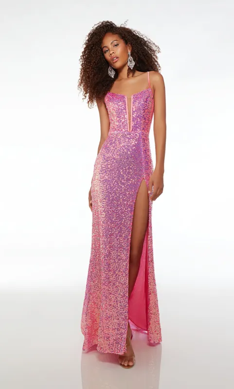 ALYCE Paris 61556 Alyce Long Plunging Shimmery/sparkly Straight Dress sold by Alyce Paris