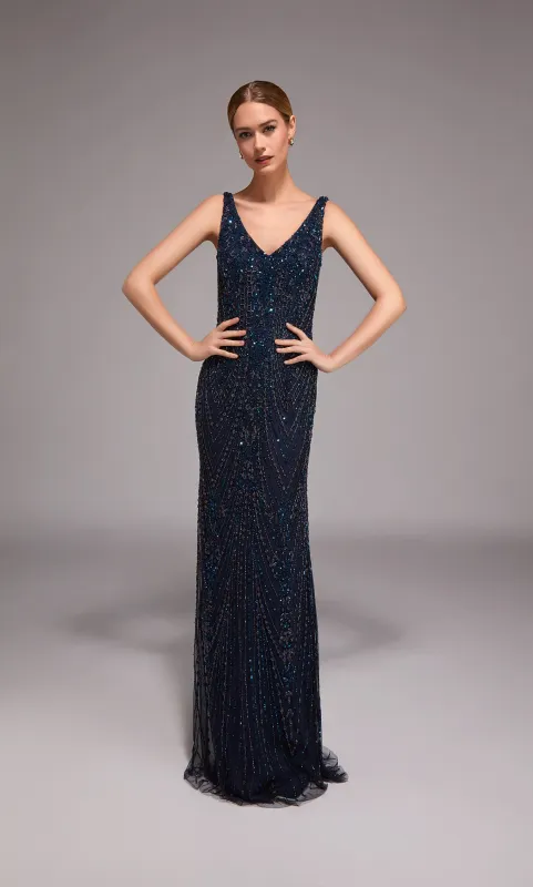 ALYCE Paris 27786 Special Occasion V-neckline Embellished Straight Dress sold by Alyce Paris