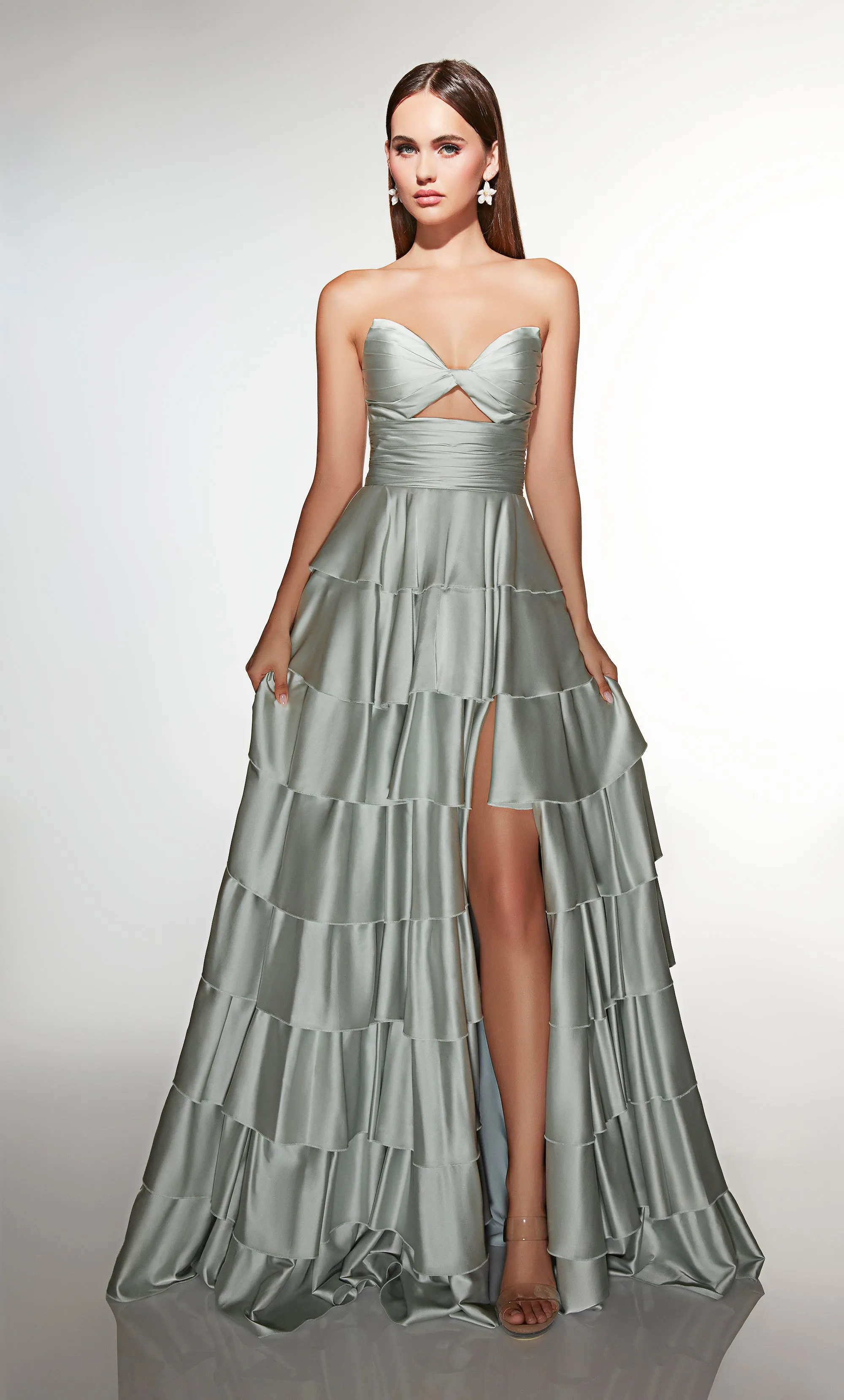 ALYCE Paris 61987 Alyce Long Cat-eye Neckline Ruffles A Line Dress sold by Alyce Paris product image thumbnail 3