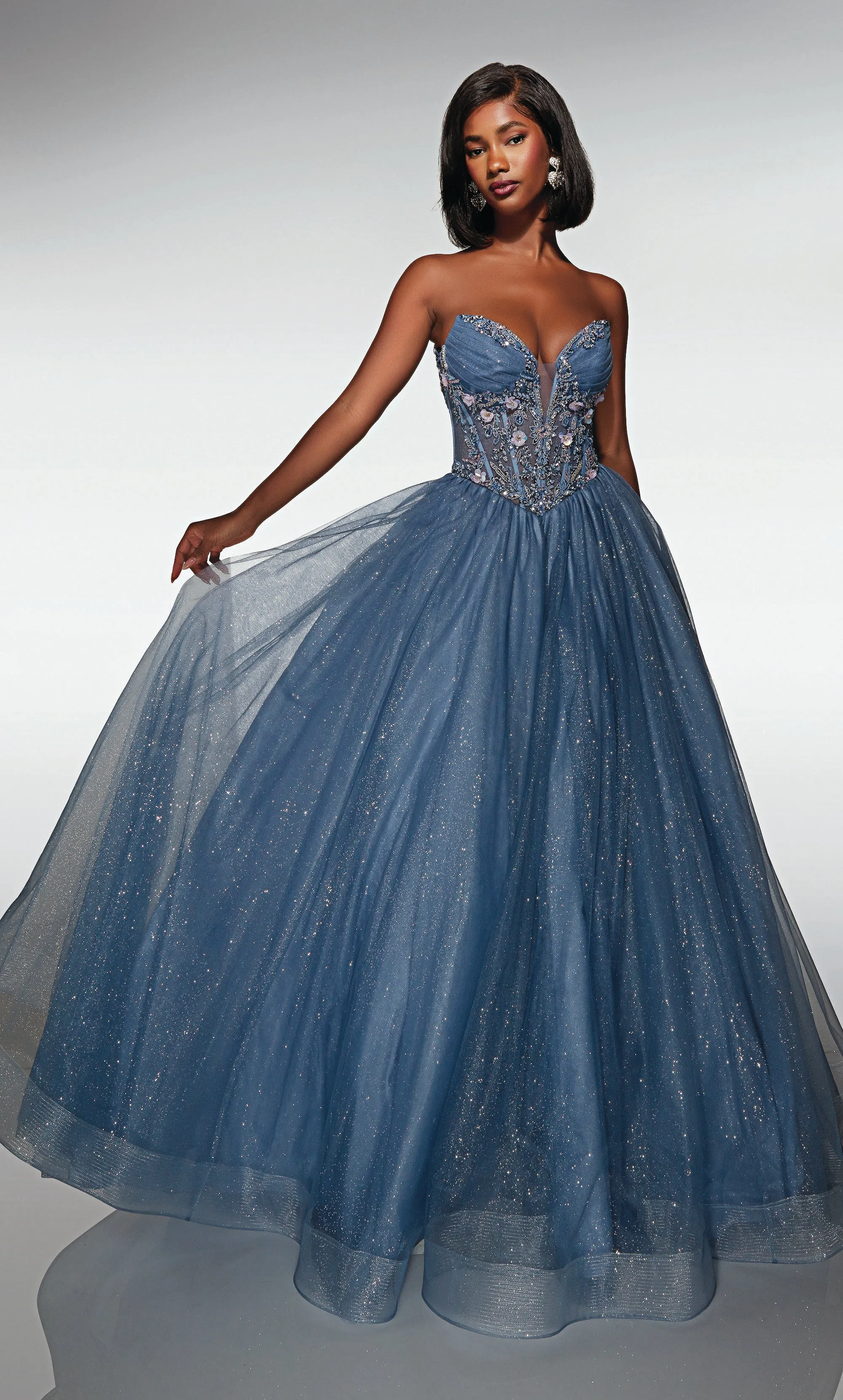 ALYCE Paris 62009 Alyce Long Cat-eye Neckline Shimmery/sparkly Ballgown Dress sold by Alyce Paris