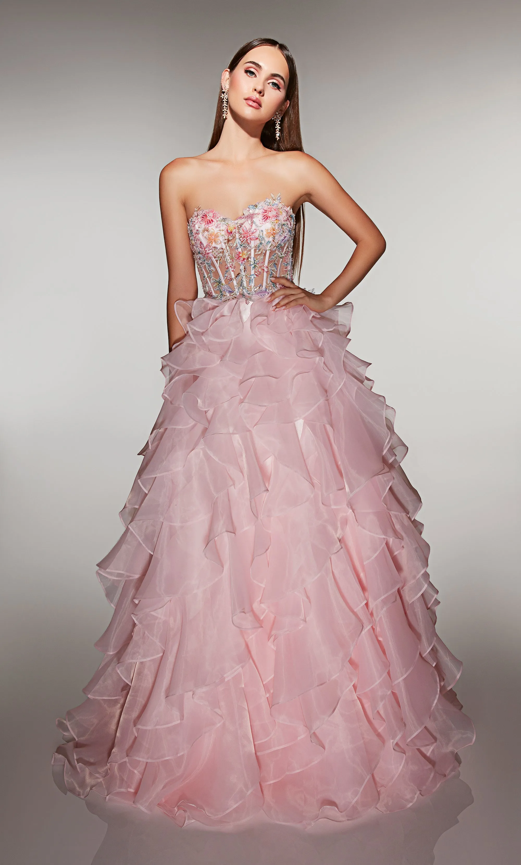 ALYCE Paris 62069 Alyce Long Sweetheart Neckline Ruffles Ballgown Dress sold by Alyce Paris product image thumbnail 3