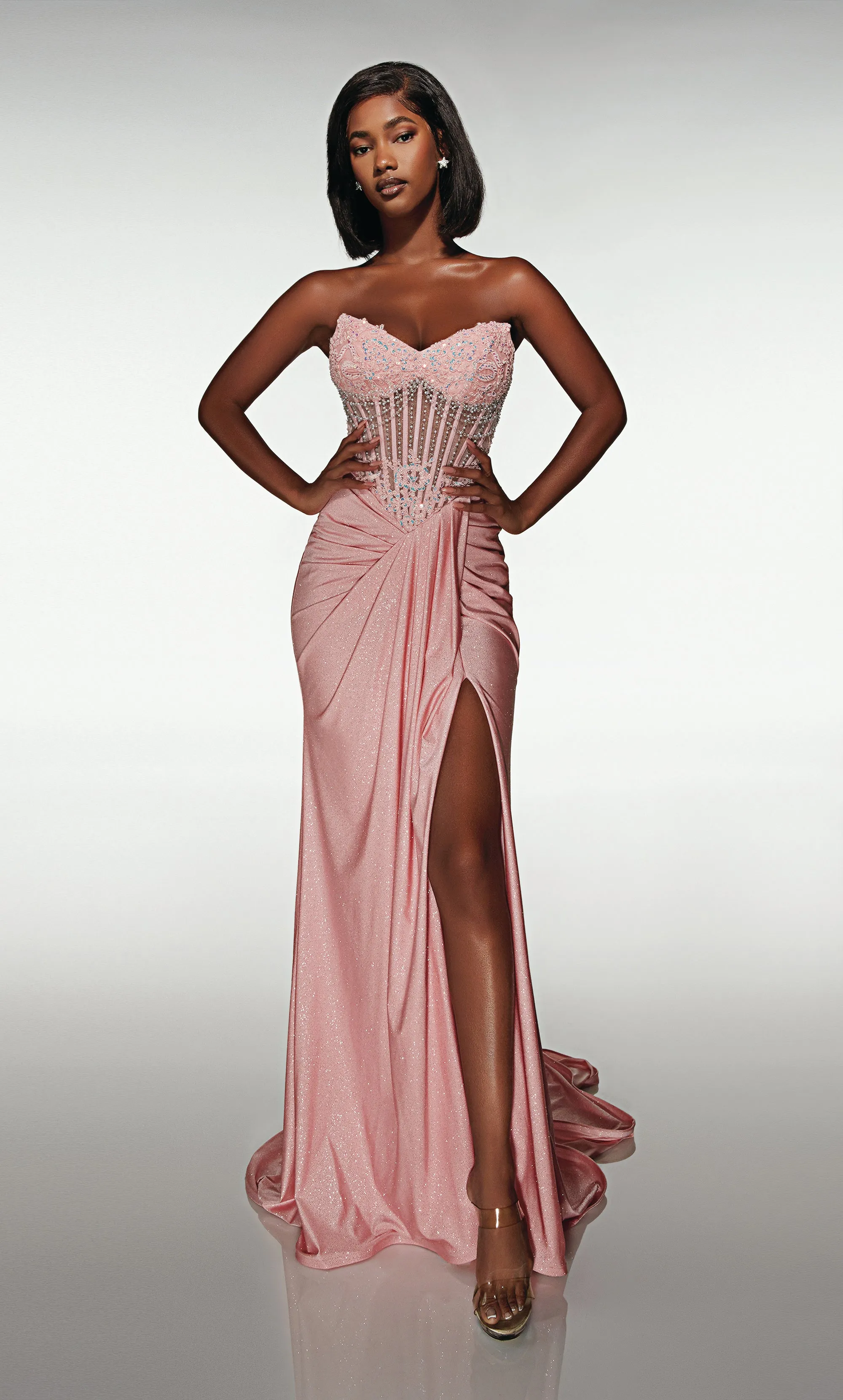 ALYCE Paris 62057 Alyce Long Cat-eye Neckline Ruched/draped Straight Dress sold by Alyce Paris product image thumbnail 3
