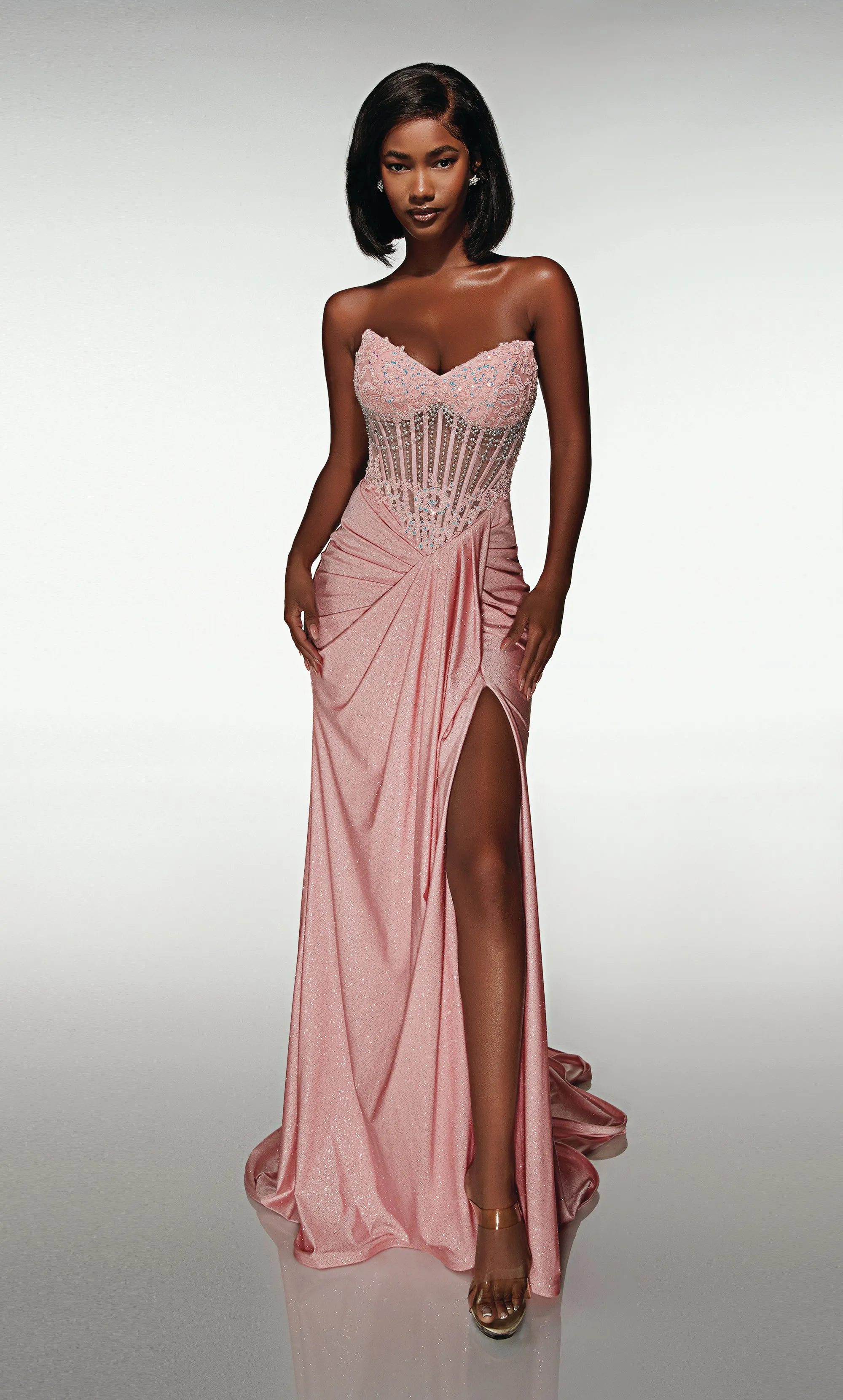 ALYCE Paris 62057 Alyce Long Cat-eye Neckline Ruched/draped Straight Dress sold by Alyce Paris product image thumbnail 5