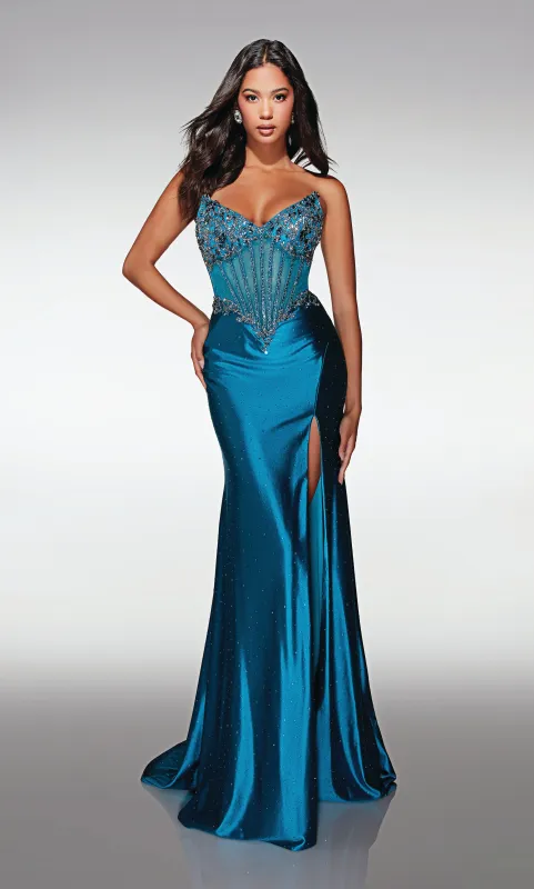 ALYCE Paris 62168 Alyce Long V-neckline Shimmery/sparkly Straight Dress sold by Alyce Paris