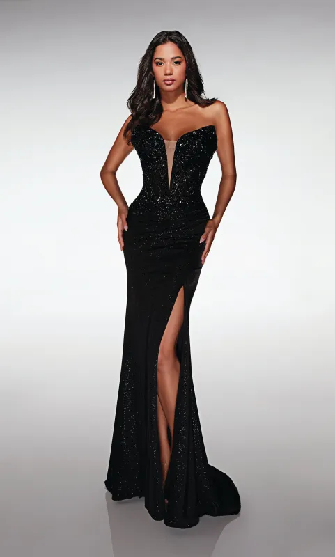 ALYCE Paris 62135 Alyce Long Plunging Neckline Illusion Straight Dress sold by Alyce Paris