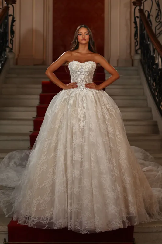 ALYCE Paris 7163 Bridal Strapless Neckline Corset Ballgown Dress made by Alyce Paris