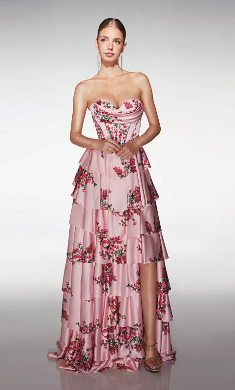 ALYCE Paris 391 Cowl Neckline Ruffles A Line Dress sold by Alyce Paris