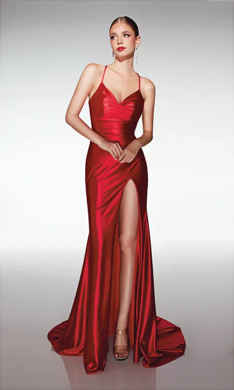 ALYCE Paris 406 Cowl Neckline Corset Straight Dress made by Alyce Paris
