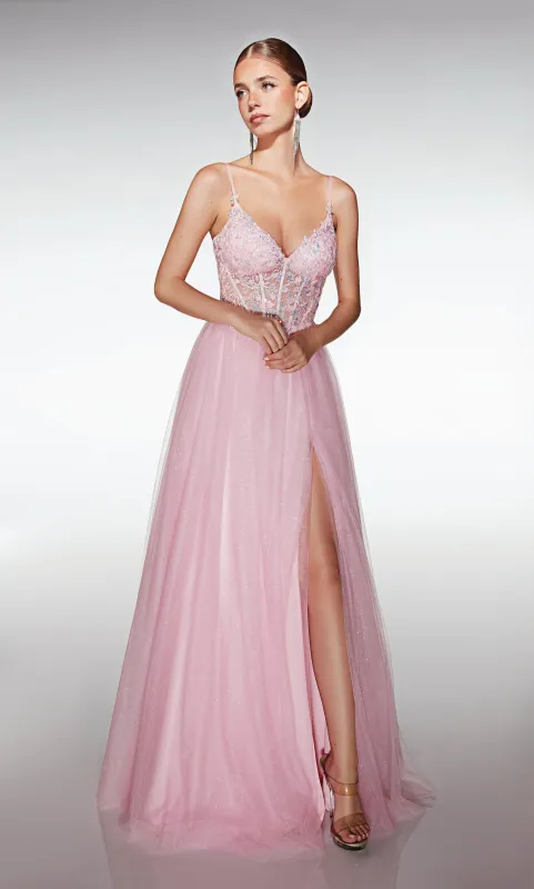 ALYCE Paris 377 V-neckline Slit A Line Dress sold by Alyce Paris