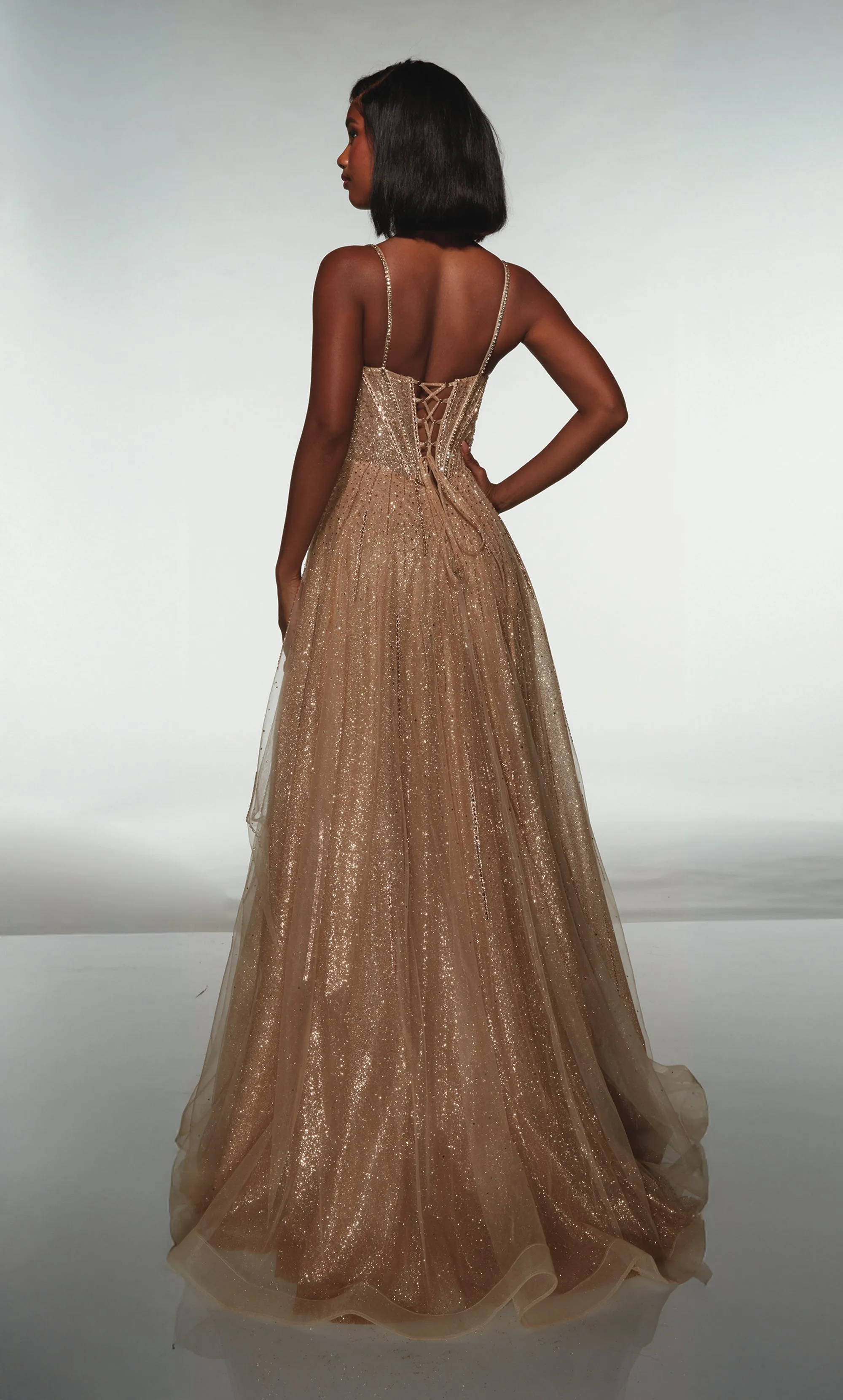 ALYCE Paris 62093 Alyce Long V-neckline Shimmery/sparkly A Line Dress sold by Alyce Paris product image thumbnail 2