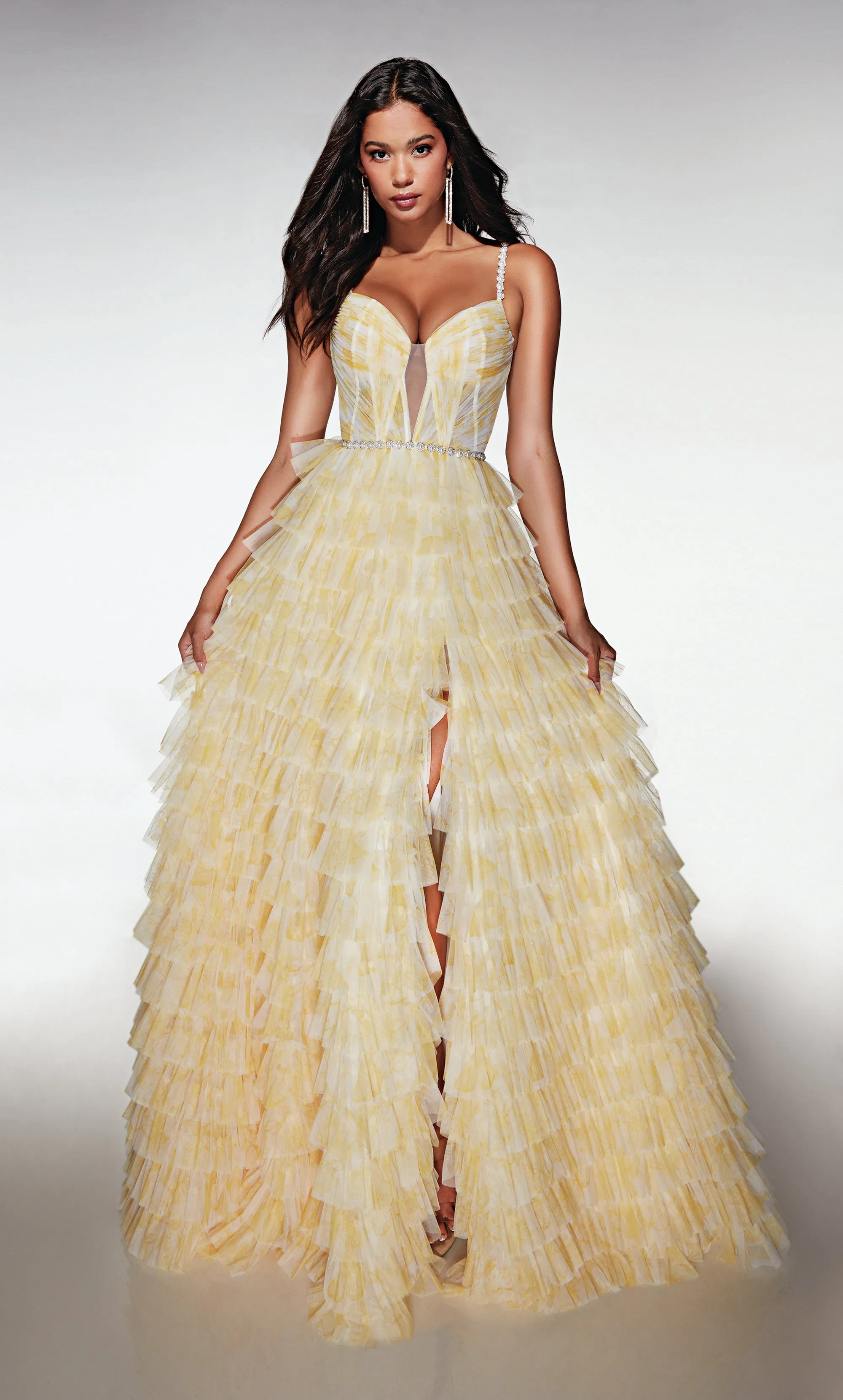 ALYCE Paris 62052 Alyce Long Plunging Neckline Ruffles A Line Dress sold by Alyce Paris product image thumbnail 5