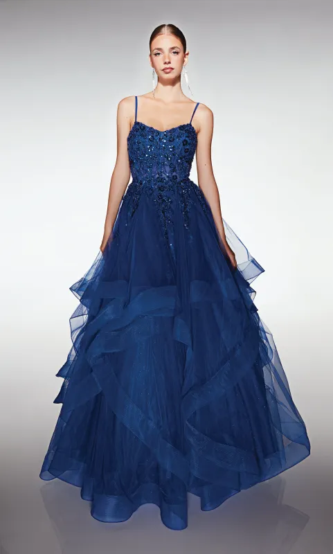 ALYCE Paris 380 V-neckline Waterfall Ballgown Dress sold by Alyce Paris