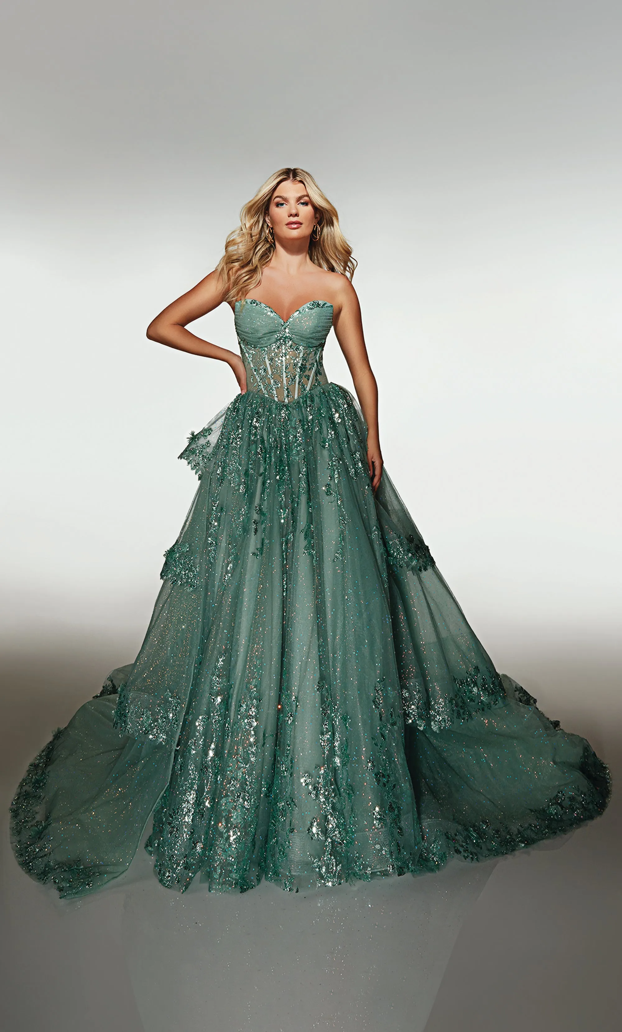 ALYCE Paris 62158 Alyce Long Sweetheart Neckline Shimmery/sparkly Ballgown Dress sold by Alyce Paris