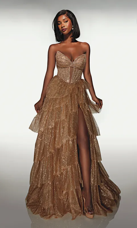 ALYCE Paris 62144 Alyce Long Cat-eye Neckline Shimmery/sparkly Ballgown Dress made by Alyce Paris