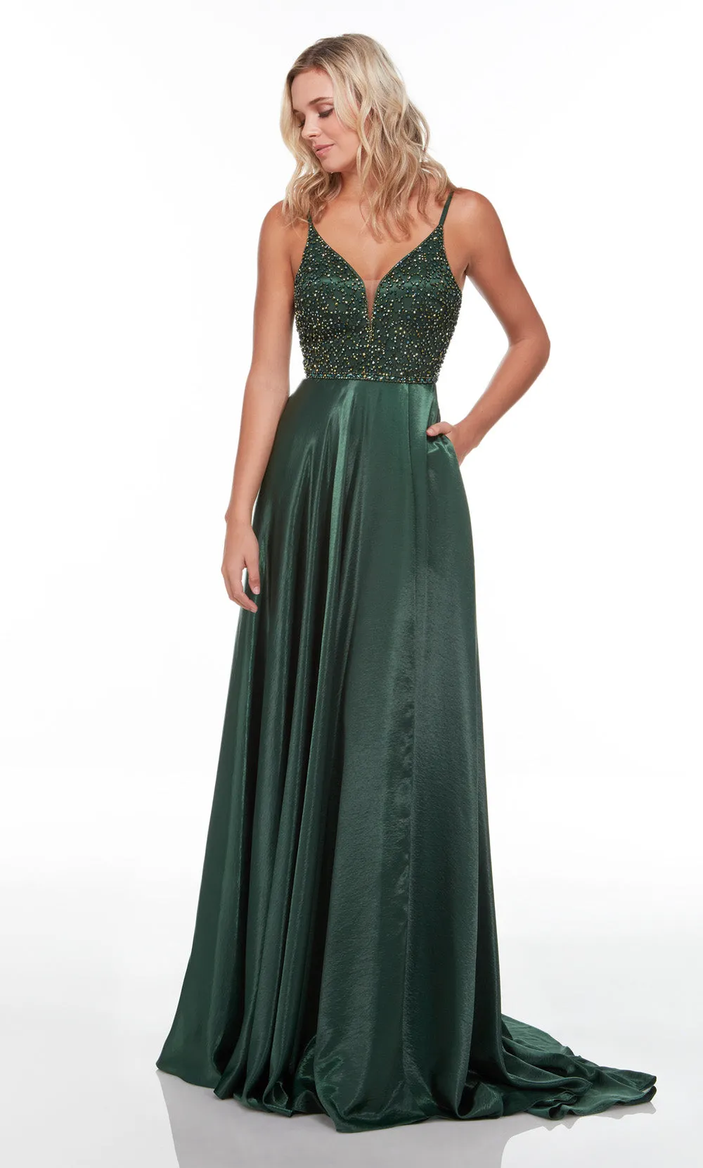 ALYCE Paris 61197 Alyce Long Straight Across Embellished Flowy Dress sold by Alyce Paris product image thumbnail 4