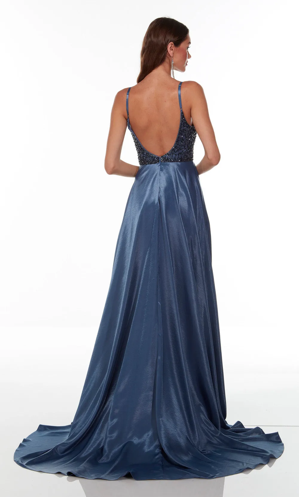 ALYCE Paris 61197 Alyce Long Straight Across Embellished Flowy Dress sold by Alyce Paris product image thumbnail 2
