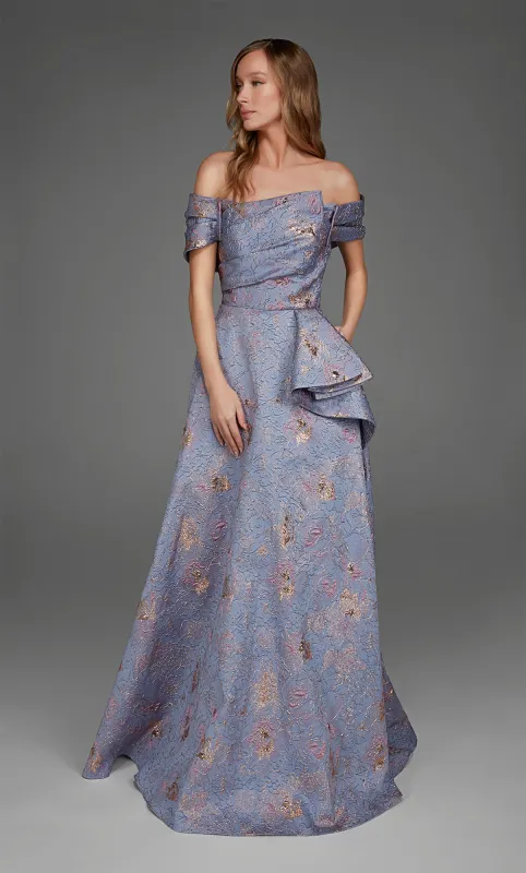 ALYCE Paris 27893 Special Occasion Off The Shoulder Neckline Waterfall Mermaid Dress made by Alyce Paris