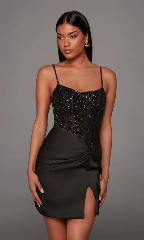 ALYCE Paris 40143 Homecoming Short Scooped Neckline Ruched/draped Straight Dress made by Alyce Paris