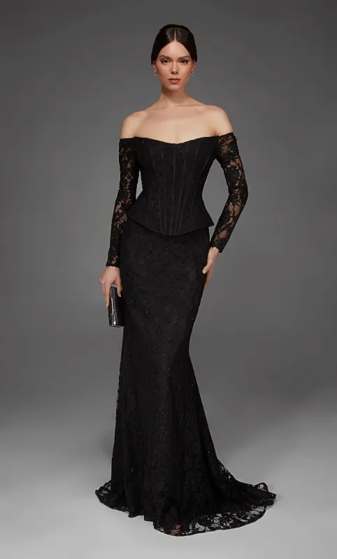 ALYCE Paris 55018 Off The Shoulder Neckline Peplum Straight Dress made by Alyce Paris