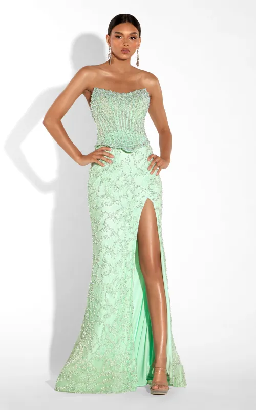 ALYCE Paris 62254 Alyce Long Strapless Neckline Elegant Fit N Flare Dress made by Alyce Paris
