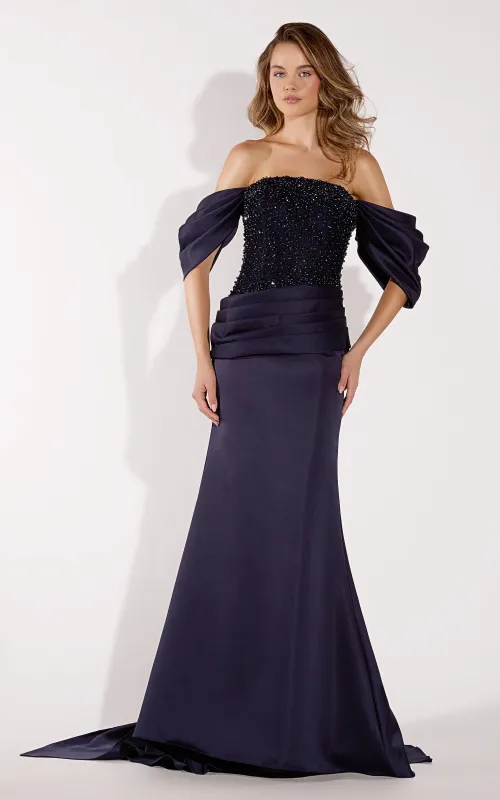 ALYCE Paris 55071 Straight Across Neckline Embellished Fit N Flare Dress made by Alyce Paris