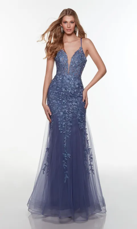 Formal Dress: 61245. Long, Plunging Neckline, Fit N Flare sold by Alyce Paris