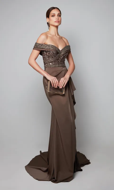 Formal Dress: 27619. Long, Off The Shoulder, Straight sold by Alyce Paris