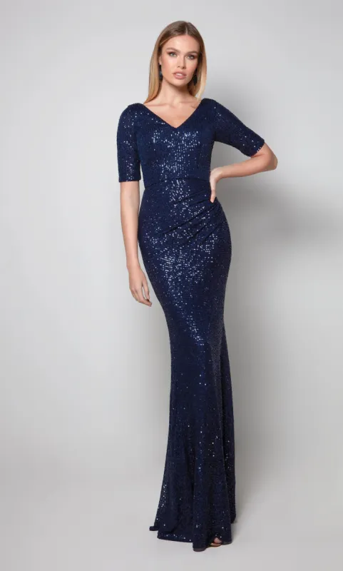 Formal Dress: 27587. Long, V-neck, Straight, V Shaped Back sold by Alyce Paris