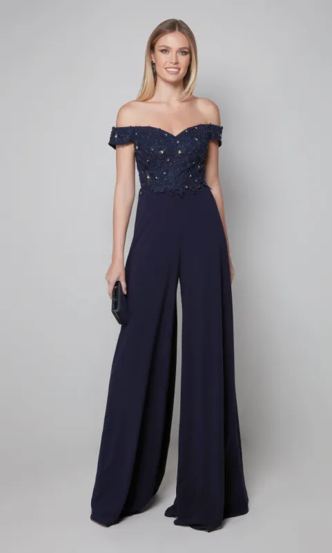 Formal Dress: 27586. Long, Off The Shoulder, Jumpsuit sold by Alyce Paris