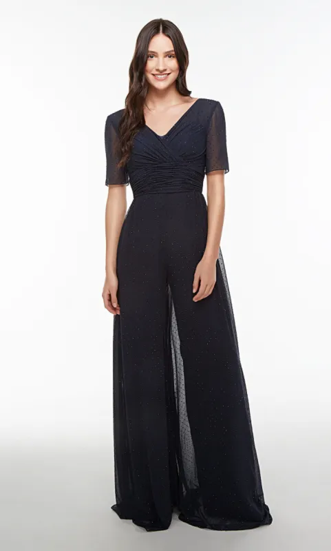 Formal Dress: 27584. Long, V-neck, Jumpsuit, V Shaped Back sold by Alyce Paris