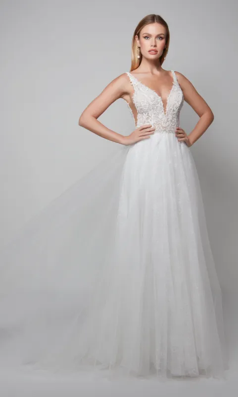 Formal Dress: 7081. Long, Plunging Neckline, A-line, Open Back sold by Alyce Paris