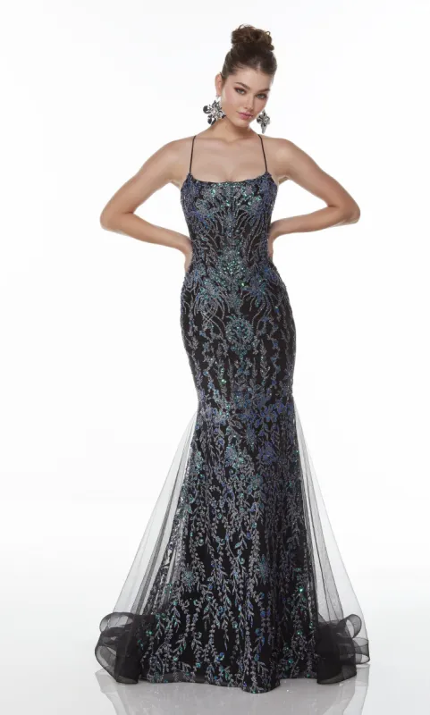 Formal Dress: 61200. Long Glitter Dresses, Scoop Neck, Fit N Flare sold by Alyce Paris