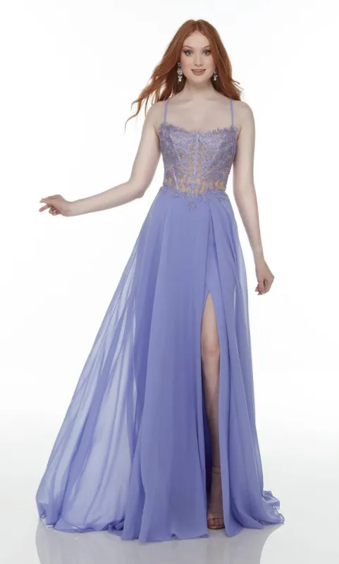 Formal Dress: 61198. Long Flowy Dress, Square Neckline, Flowy sold by Alyce Paris