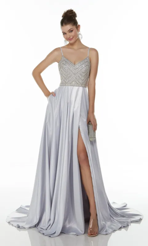 Formal Dress: 61196. Long Embellished Dress, V-neck, Flowy sold by Alyce Paris