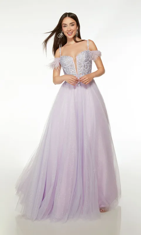 ALYCE Paris 61670 Alyce Long Off The Shoulder Shimmery/sparkly Ballgown Dress sold by Alyce Paris